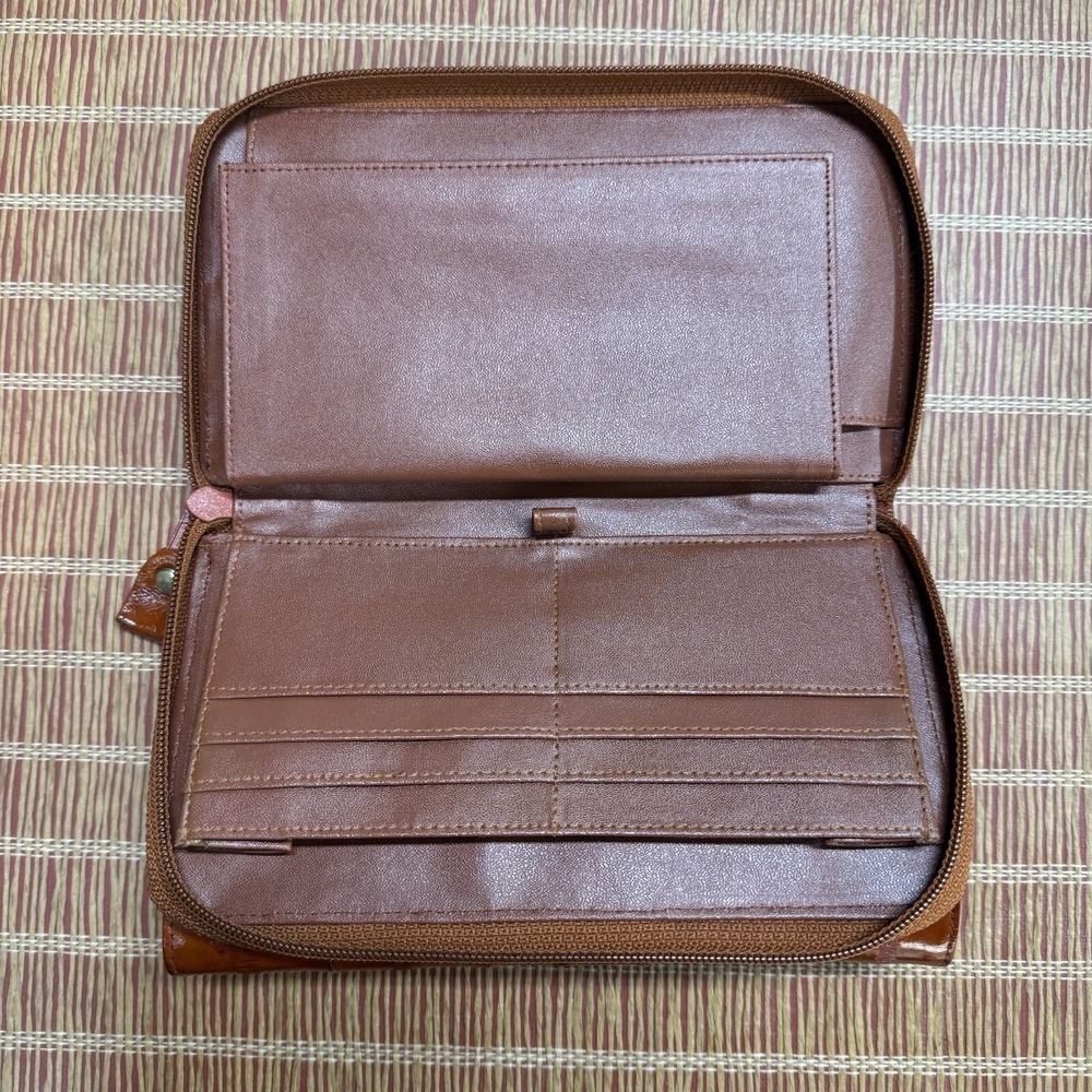 New VTG Brown Eel Skin Organizer Wallet To Crossbody Mini Purse Lee Sands 8.5 X5 - Picture 6 of 8